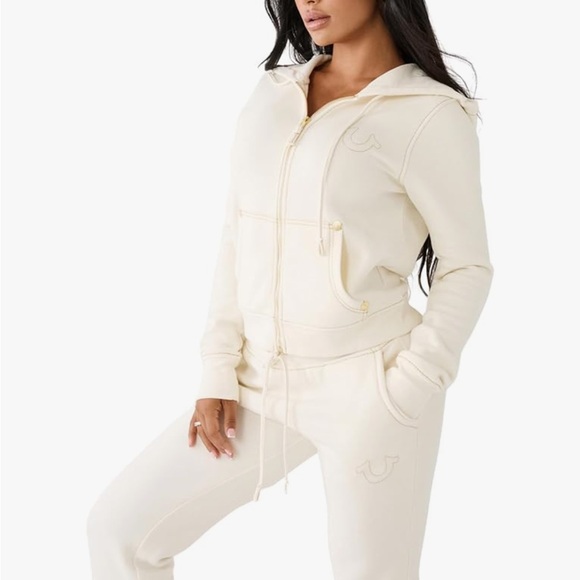 True Religion Winter White Classic Zip Up Hoodie (new never worn with tags) - Picture 3 of 5